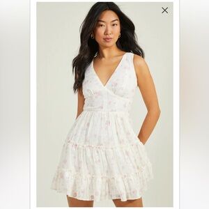 Altar'd State White and Pink Floral Mini Dress